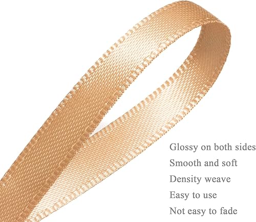 Vista 233 de Cinta de satén de poliéster de doble cara de color sólido, 1 pulgada de ancho, 100 yardas de largo, perfecta para bodas, envoltura de regalos, Oro