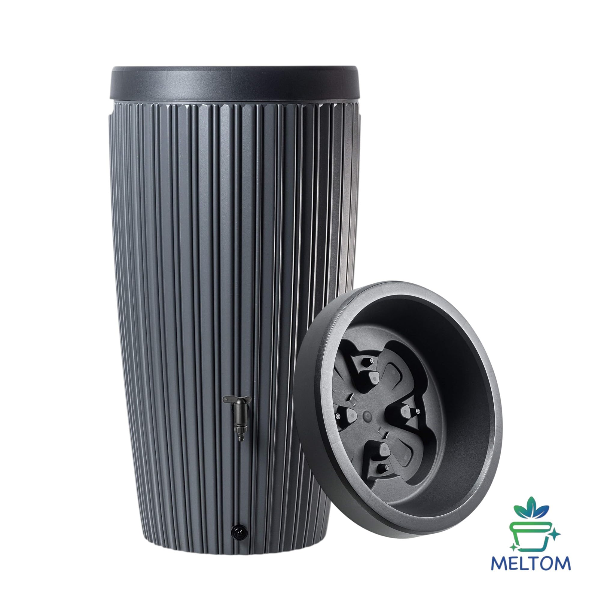 Regentonne 240L mit Deckel & Auslaufhahn – Design Regenwassertonne, Wasserfass für Garten & Terrasse – Farbe Anthrazit – UV-beständig & frostfest (Anthrazit)