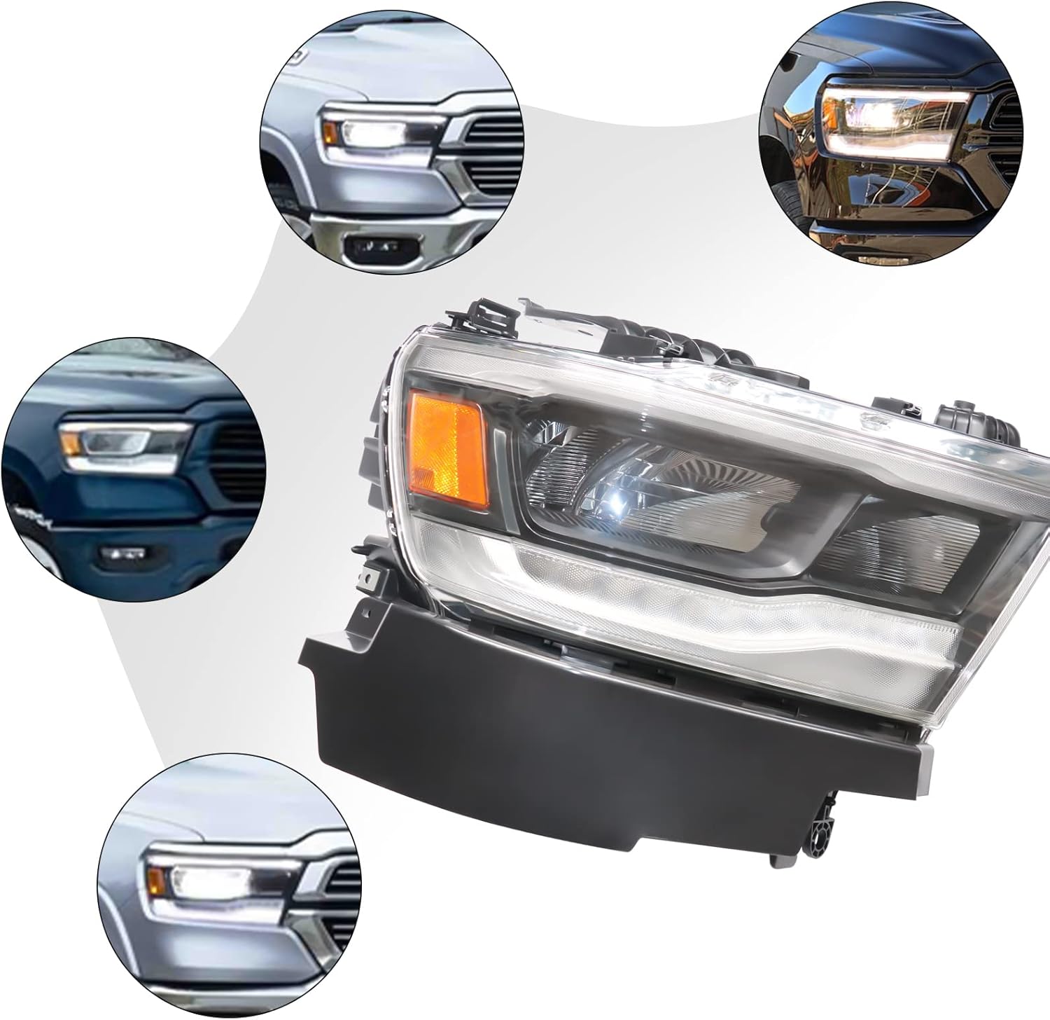LED Headlights, For 2019 2020 2021 Dodge Ram 1500, Front Headlights Assembly Direct Replacement Fully Compatible OE/OEM Part number 68316082AH(Passenger Side)