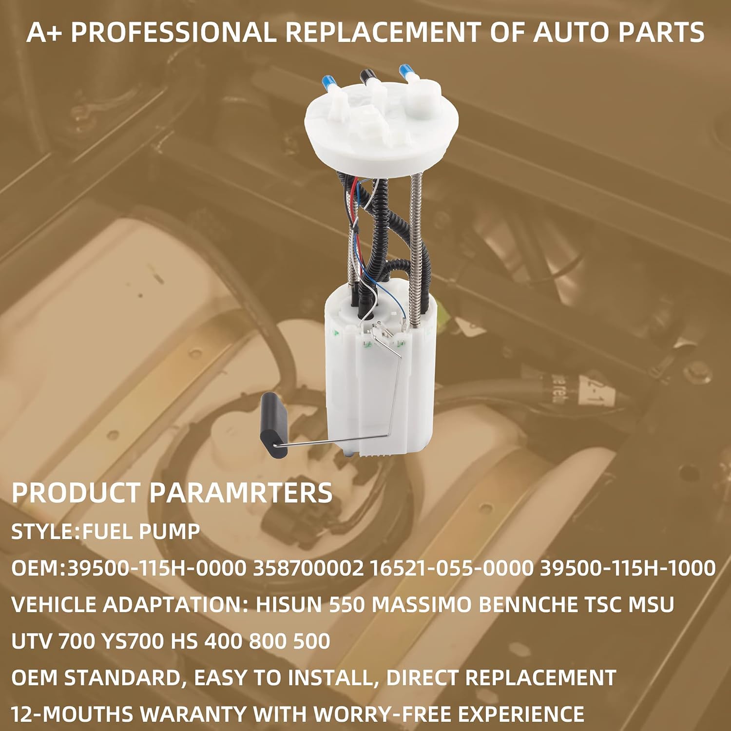 Dasbecan Fuel Pump Assembly Compatible with HiSUN 550 MASSIMO BENNCHE TSC MSU UTV 700 YS700 HS 400 800 500 bighorn 500 700 Repaces# 39500-115H-0000