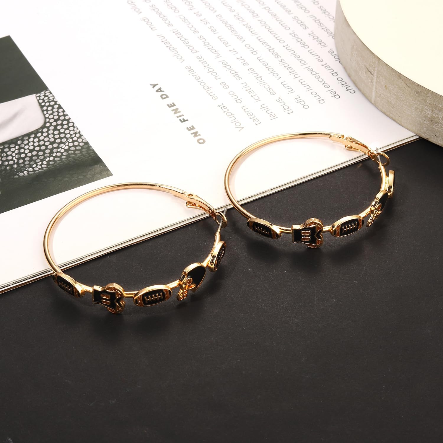 Football Earrings for Women Game Day Hoop Earrings Football Mom Accessories Enamel Red Black Football Helmet Jersey Earrings Sport Team Outfits Accessories Party Favor Gifts - Image 7