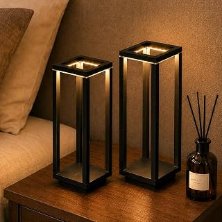 2Pack Cordless Table Lamp Rechargeable, 10" Portable Table Light | IP55 Waterproof, 60h Runtime, 3Color Stepless Dimming, Battery Powered Outdoor Table Lamps for Patio,Dinner,Restaurant,Cafe