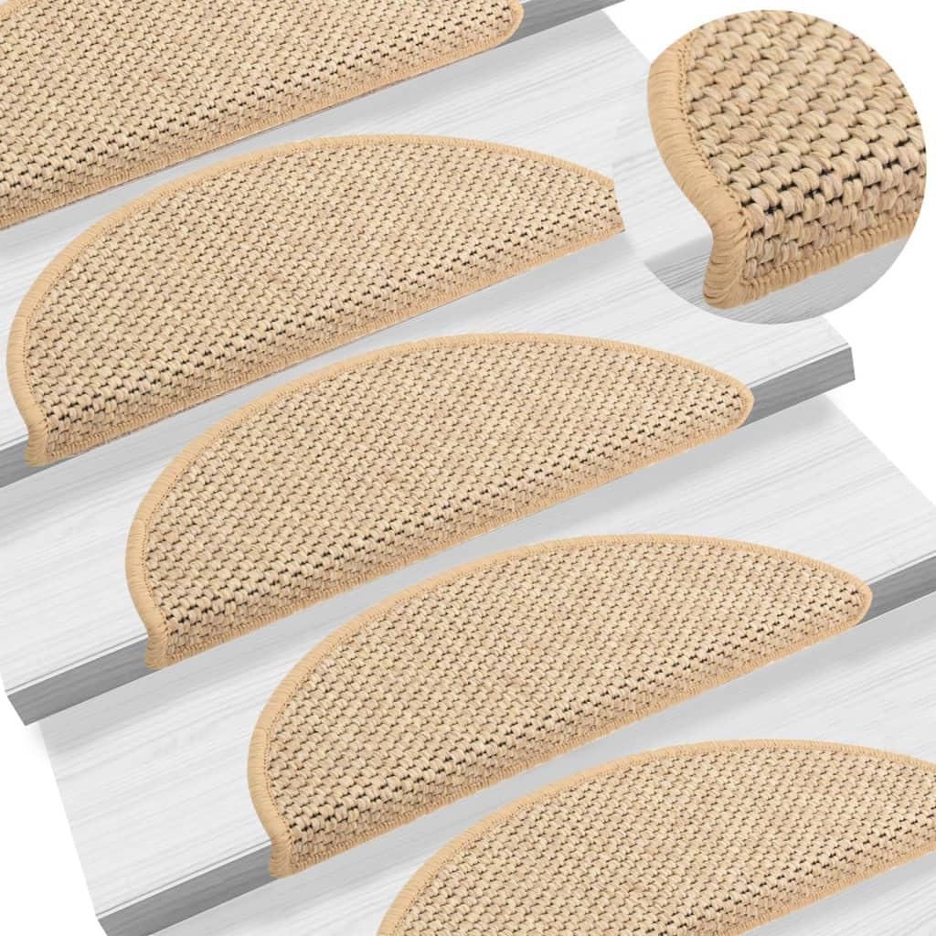 vidaXL Samoprzylepne nakładki na schody, 15 szt., 65x21x4 cm, beżowe