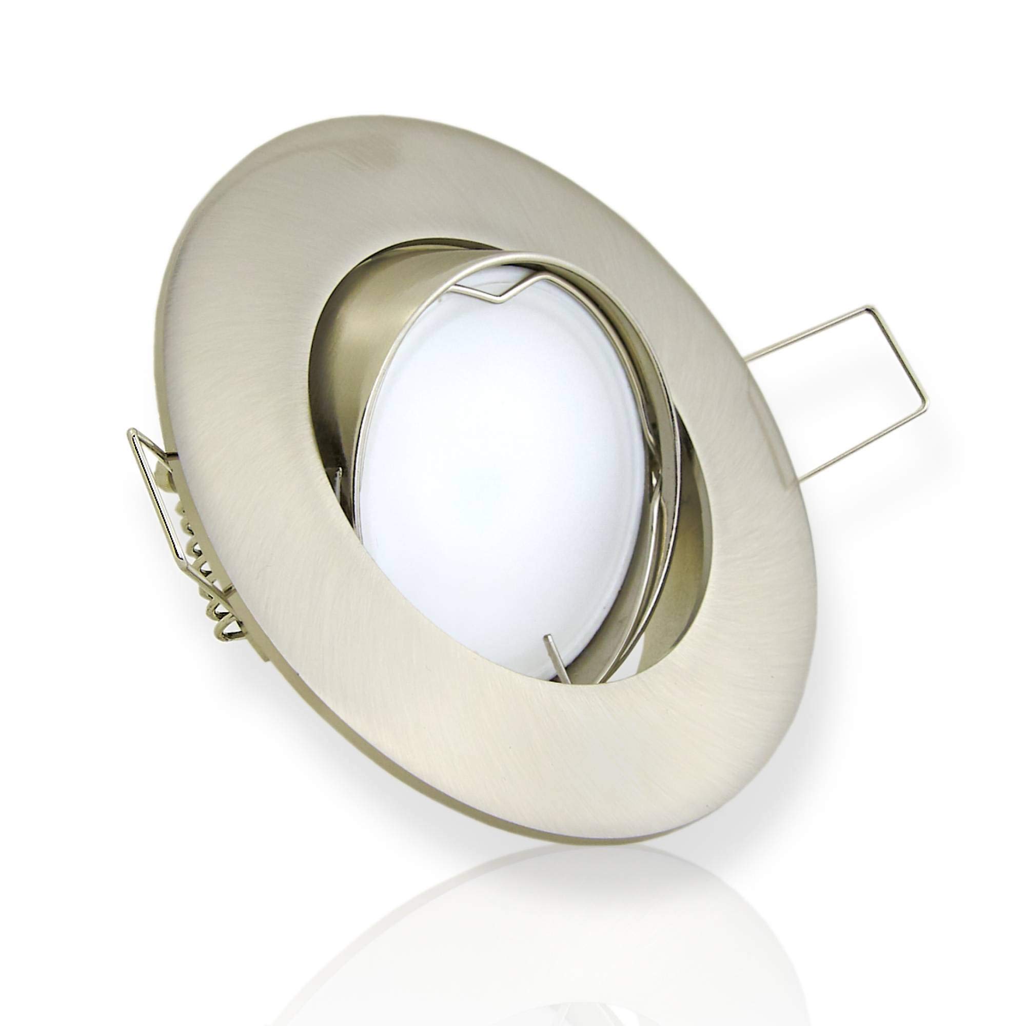 10x Faretto da incasso a LED orientabile argento 7,5 Watt dimmerabili bianco freddo rotondo 230V piatto - GU10 luce da incasso in alluminio, foro da 75-80mm - installazione -