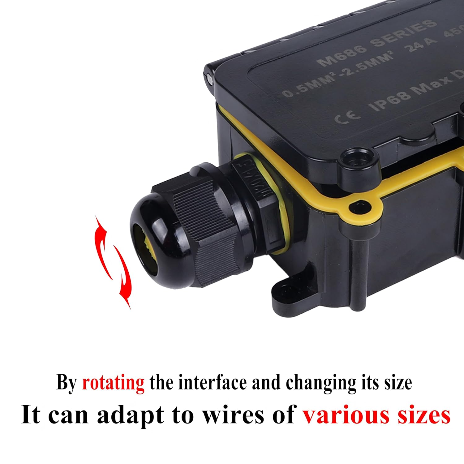 IP68 Waterproof Junction Box 2-Way Outdoor Electrical Cable Connector Box External Junction Box 0.5-2.5mm² 24A 450VAC Weatherproof Electrical Enclosure 2PCS
