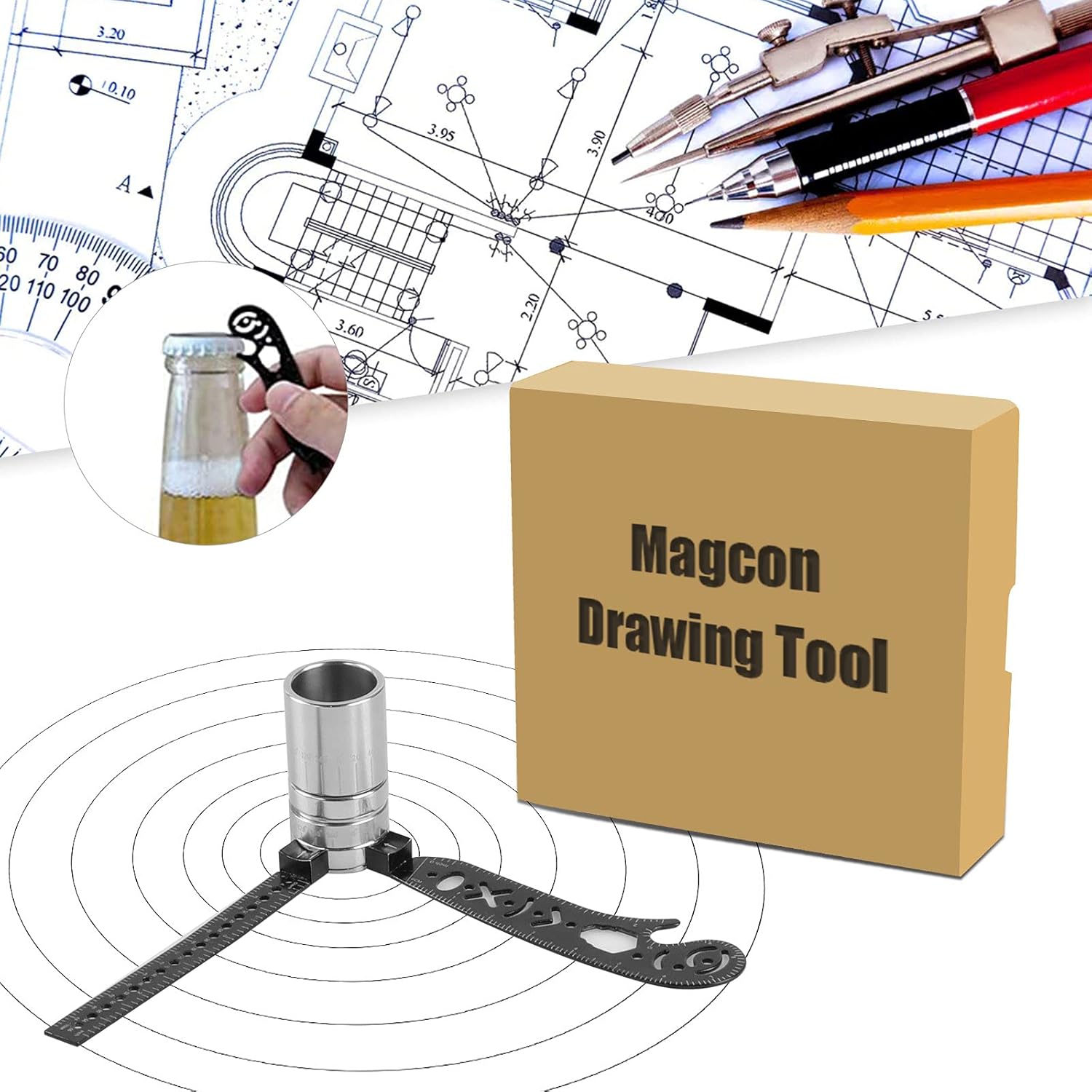 Buy Versatile Drawing Tool Curved Metallic Ruler Mini Compass