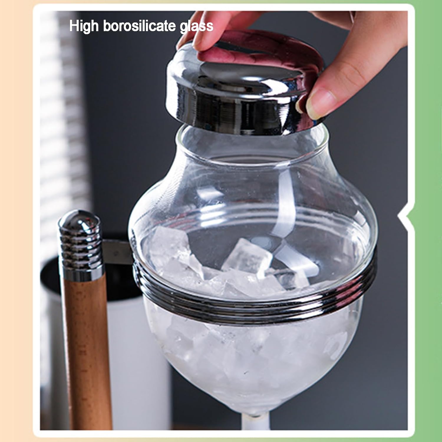 Ice Drip Coffee Maker, 600ml Cold Brew Drip Tower, with Adjustable Water Flow, Borosilicate Glass Pot, Straight Frame, for Home Office, Makes 3-5 Cups