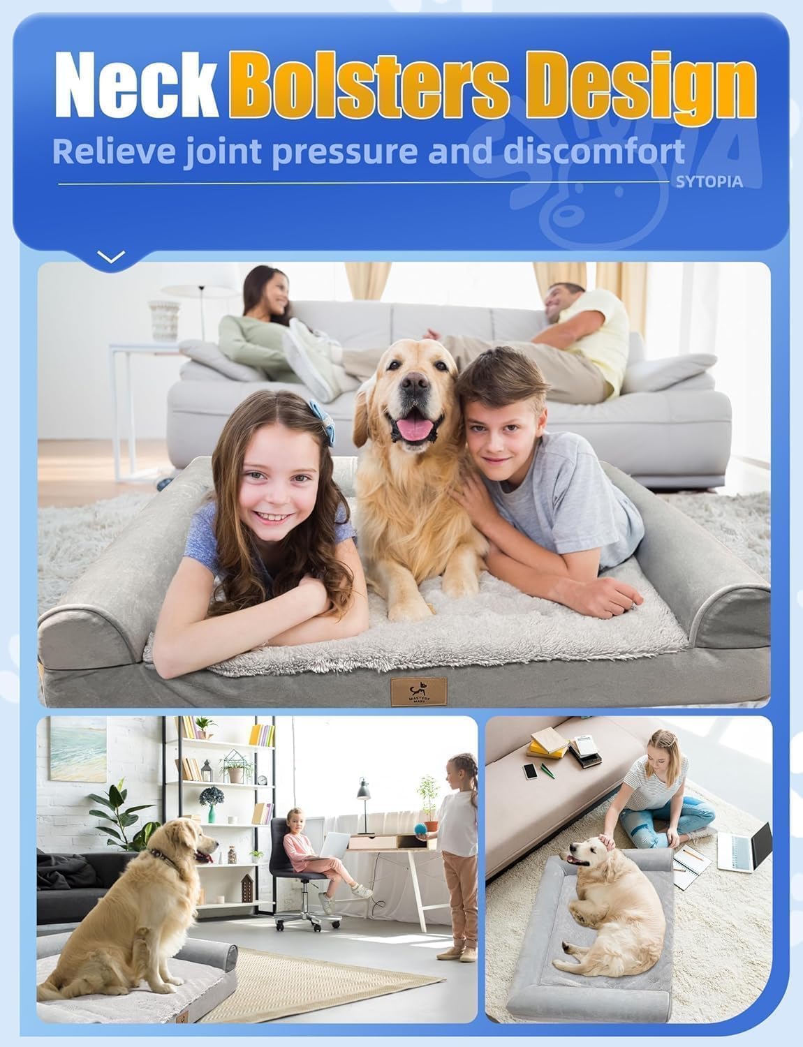 Sytopia Chew Proof Dog Bed 42 Inch Orthopedic for Large Dogs, Indestructible Dog Bed Washable Extra Large Pet Bed with Removable Cover and Anti-Slip Bottom - XL - image 6