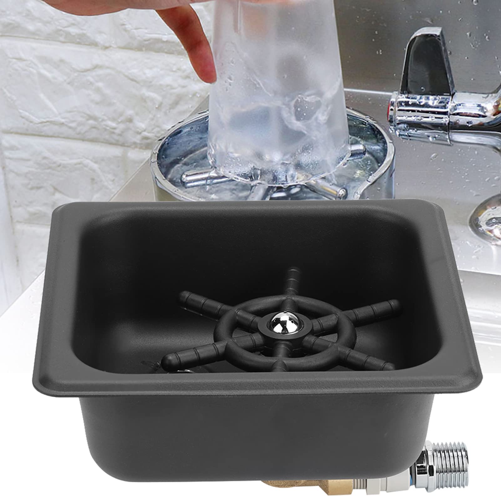 Grifo Enjuagador de Vidrio Mate, Lavavasos Enjuagador de Tazas de Tazas Automático de Acero Inoxidable Negro Limpiador de Lavadoras para Hotel Bar Café Tienda de Té