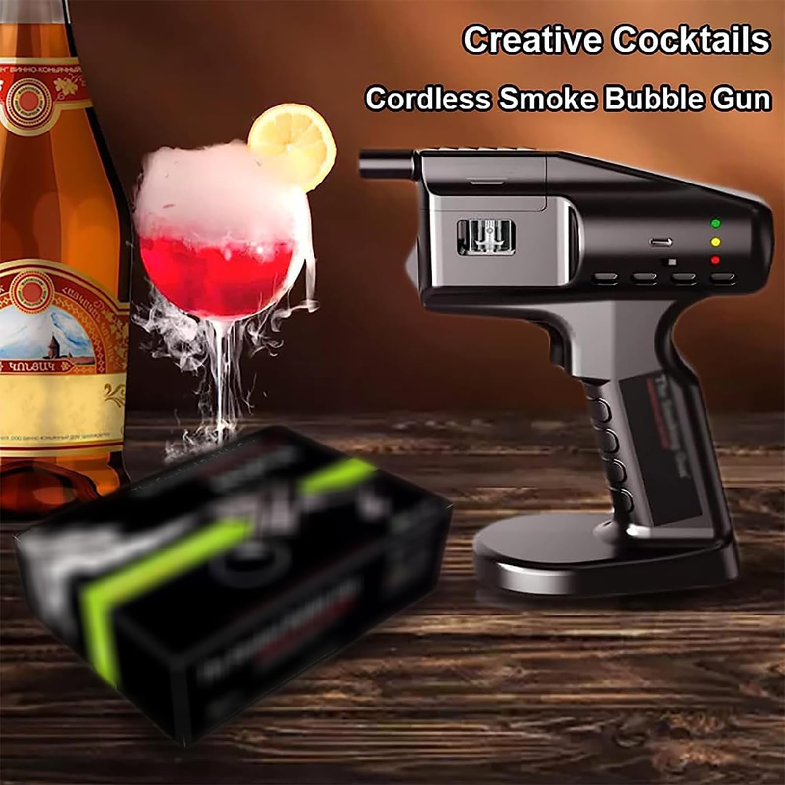 Kit per affumicatore portatile per cocktail, facile da usare, per interni ed esterni, accessorio per alimenti, regalo per bevande/cocktail/bar/cucina, con cavo USB, facile da trasportare