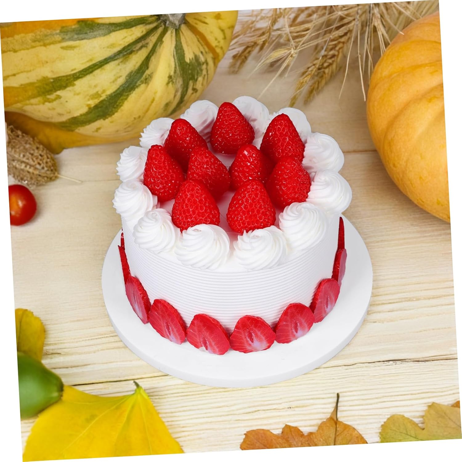 Kisangel Realistic Faux Birthday Cake Display Model for Weddings and Parties Simulation Dessert Prop for Photography and Decorations