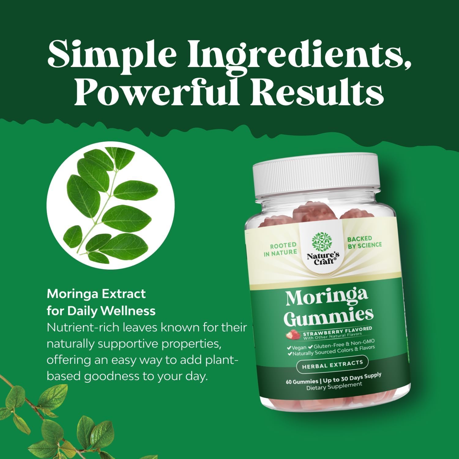 Extra Strength Moringa Gummies for Women - Natural Antioxidant Green Superfood Gummy Vitamins for Women with 10:1 Moringa Extract - Vegan Non-GMO & No Artificial Flavors or Colors (1 Month Supply) - Image 6