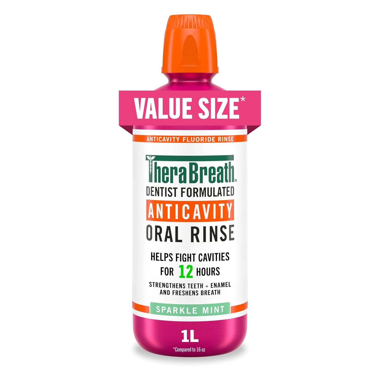 TheraBreath Anticavity Fluoride Mouthwash, Sparkle Mint, Dentist Formulated, 1 Liter - Amazon product rated Grade B