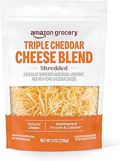 Amazon Grocery, Triple Cheddar Cheese Blend, Shredded, 8 Oz