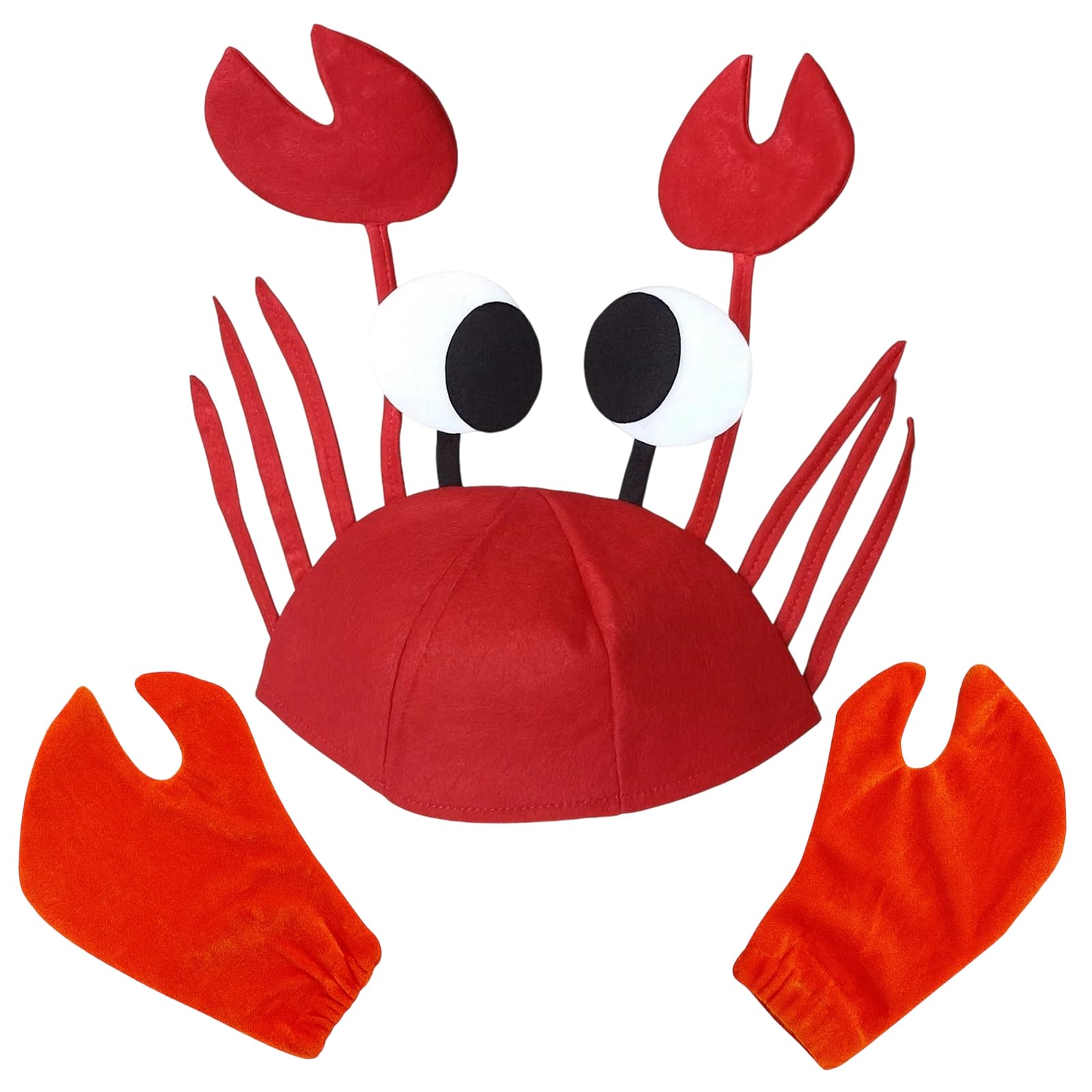 YFHUVB Lobster Costume, Under The Sea Costumes 2-Piece Crab Outfit With Hat And Gloves, Funny Hats For Adults And Kids, Halloween Party Accessories, Cosplay Dress Up