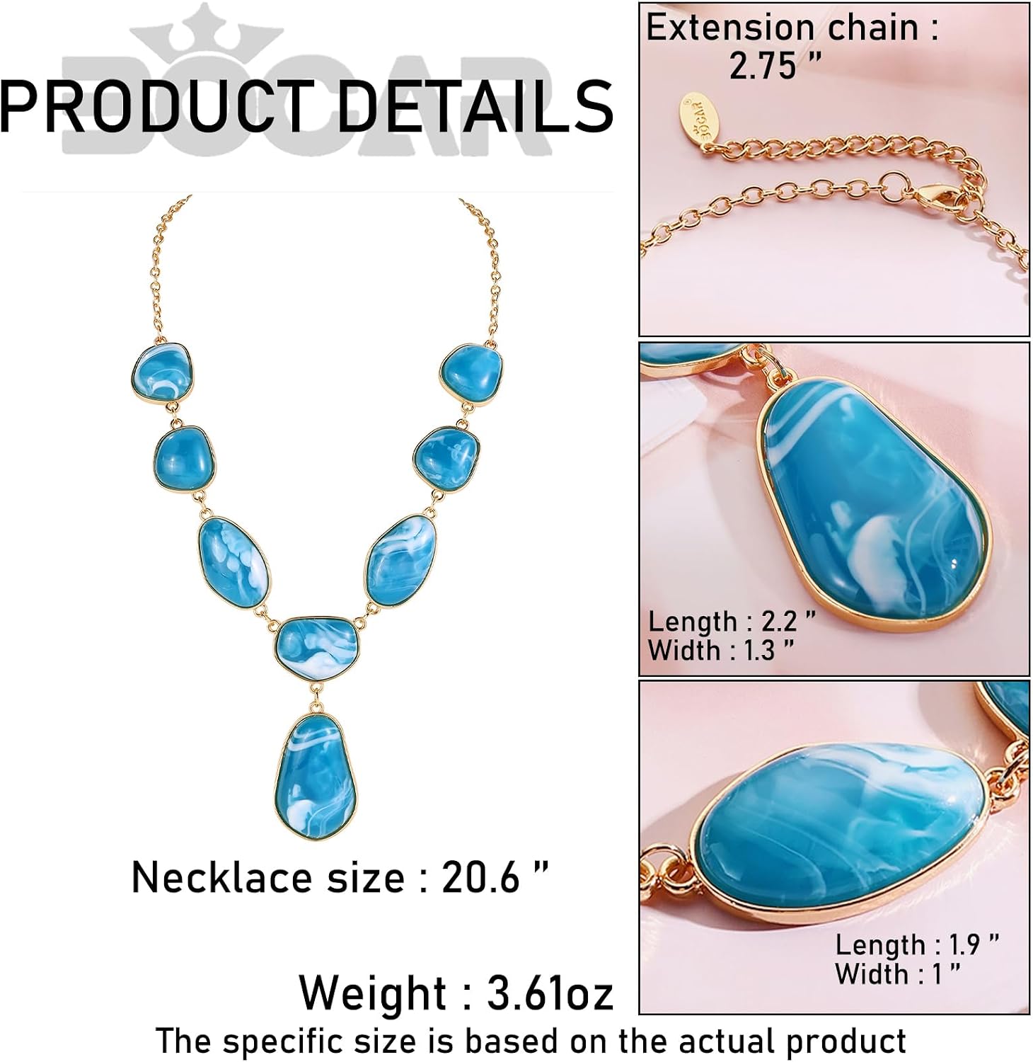 Bocar Bubble Chunky Necklace Alloy Necklace Resin Statement Pendant Necklace for Women