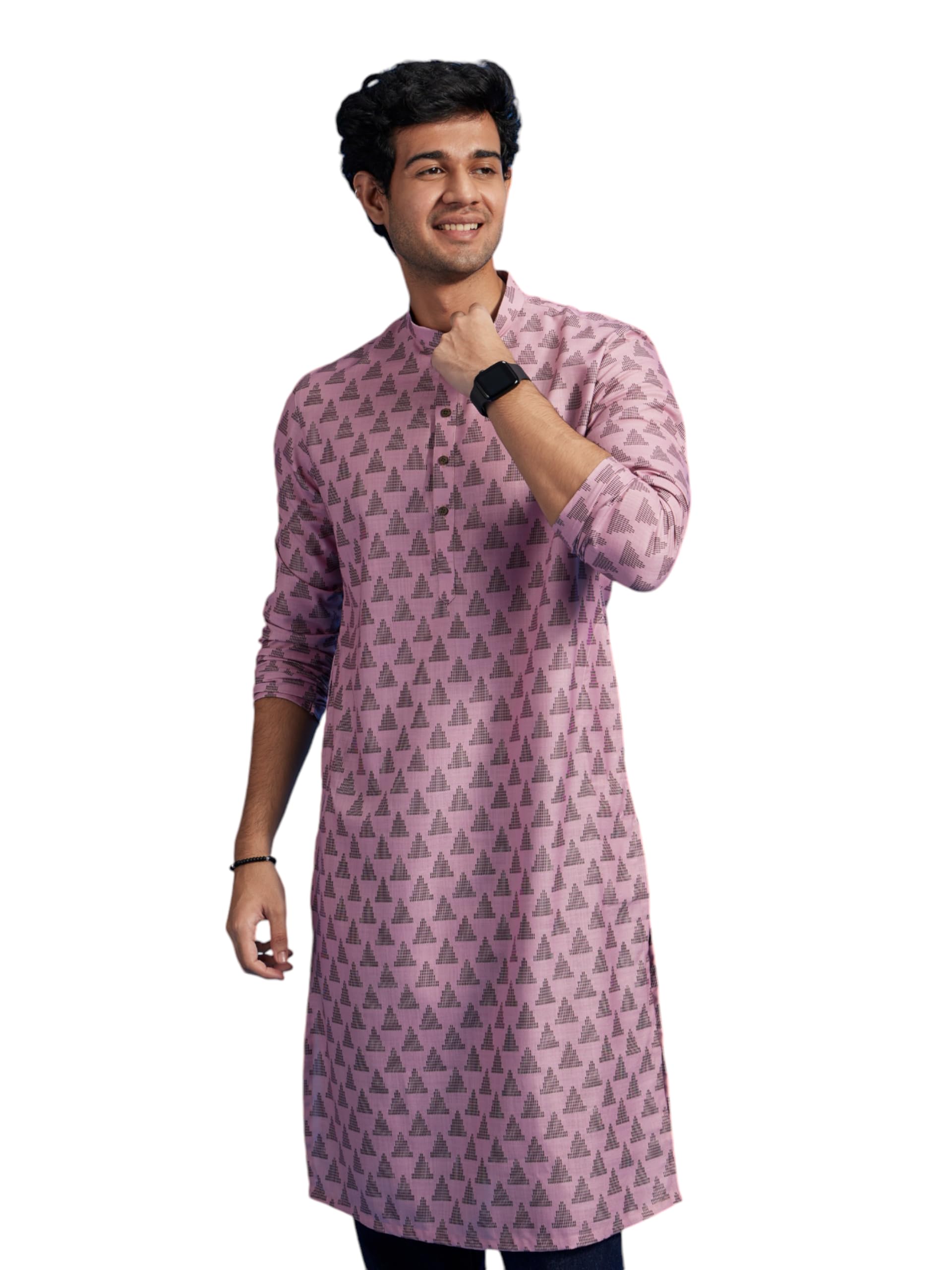 diwas by manyavar Men's Cotton Blend Printed Kurta (1pc)-picture-24
