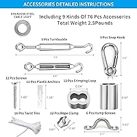 Vista 3 de Kit de suspensión de luces de globo, cable guía de luz para exteriores, cable de acero inoxidable recubierto de vinilo, incluye PVC transparente