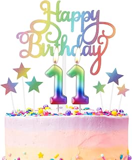 Rainbow Number 11 Birthday Candle for Cake,Rainbow Birthday Candles Cake Toppers,11th Birthday Candle,3D Number Candles for Birthday Cake Party Decoration Wedding Anniversary Celebration Supplies