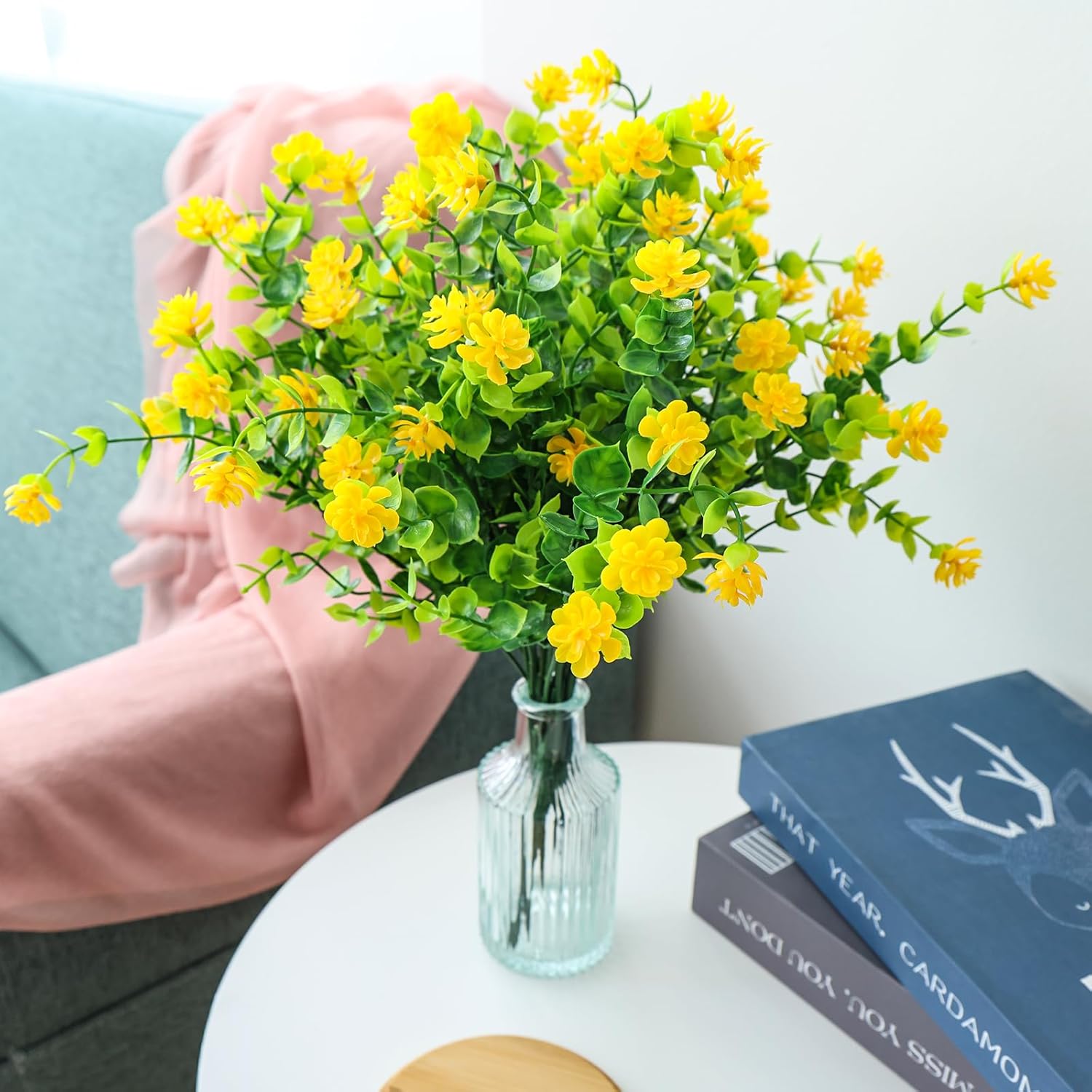 Ageomet Artificial Flowers for Outdoor Decoration, UV Resistant Fake Plastic Flowers Bulk Faux Plants for Spring Indoor Outside Garden Porch Window Box Wedding Home Decor (Yellow)