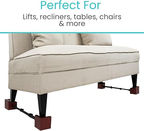 Miniatura 8 de Vive Elevadores de silla (paquete de 4)  Elevadores resistentes para muebles, escritorio, mesa, sofás  Ajustable, capacidad de peso de 3,000 libras