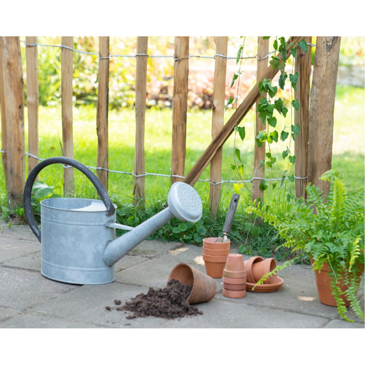 Decoris 83300 Gießkanne aus Zink, nur für dekorative Verwendung, 5 Liter, grau