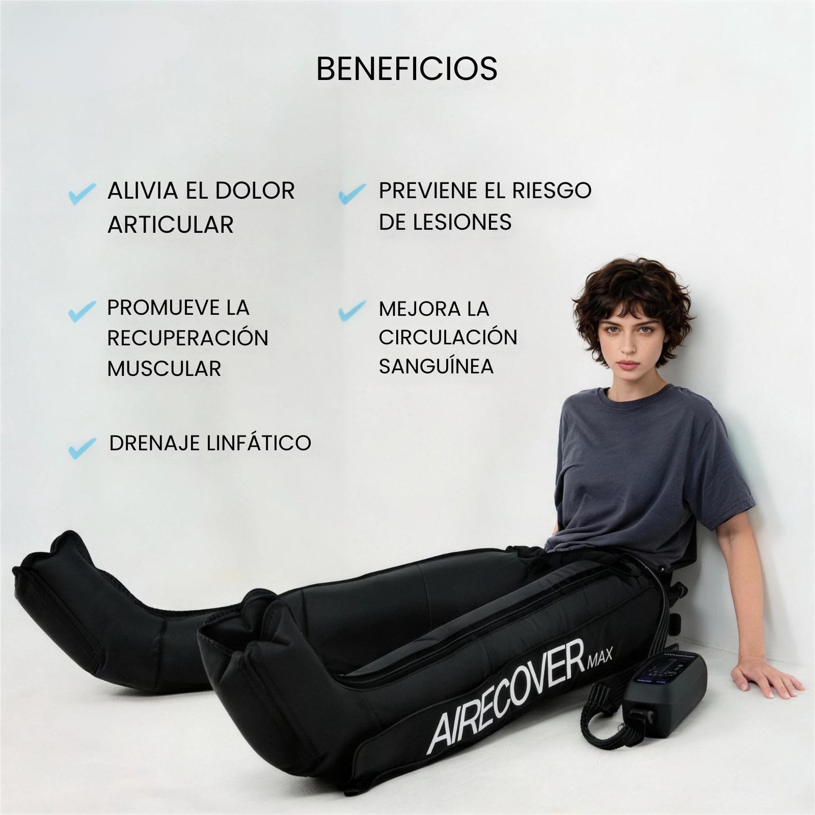 Presoterapia para Casa, Masajeador Piernas con 4 Cámaras para Mejorar la Circulación Sanguínea y Drenaje Linfático, Recovery Boots para Relajación Muscular y Aliviar el Dolor (M:160-175CM)