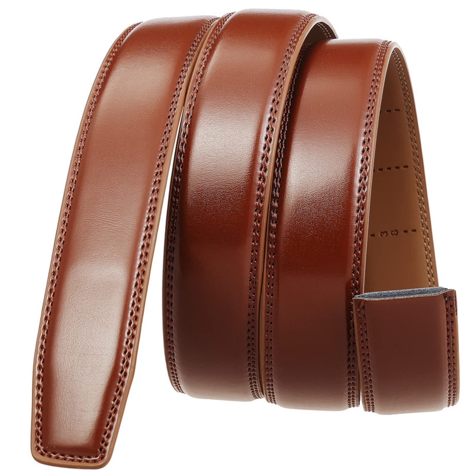 Cintura, 3,1 cm Larghezza Cinture in Vera Pelle for Uomo Fashion Cowskin Strap Maschio Luxury Belt (Belt Length : 110, Color : Dark Brown 1)