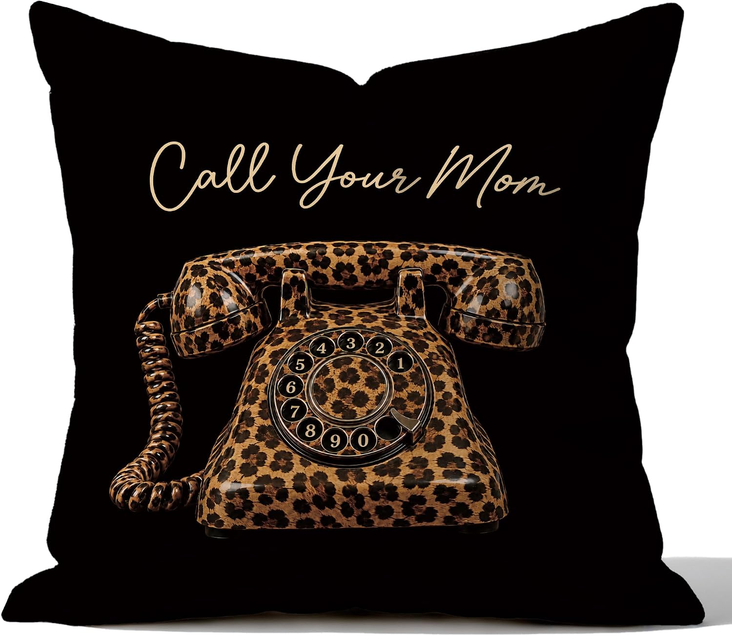 Funny Call Your Mom Leopard Print Pillow Cover 18x18 Double-Sided