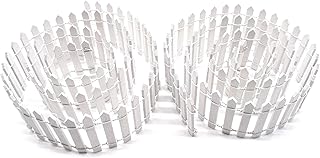 AUEAR, 35 Inch Long Mini Fairy Garden Fence Wood Ornament Wooden Decorative Picket Fence for DIY Crafts Project (White, 2-...