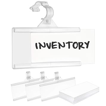 Pack of 50 - Plastic Wire Shelf Label Holder, Sign and Ticket Holder, Easy Clip Design with Tight Snap Lock Closure. Height, 1-1/4" X Width, 3" | "50 Label Inserts Included"