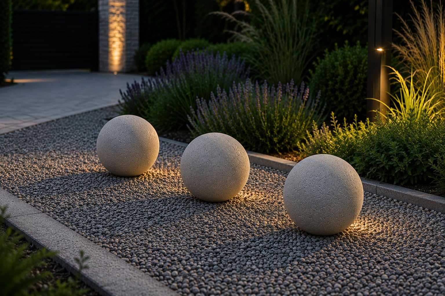 Beton Dekokugel Ø 29 cm Gartenkugel Wetterfest Gartendeko für Terrasse Beet Eingangsbereich Zementkugel Betonkugel