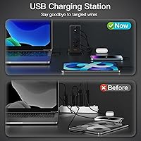 Vista 4 de GaN - Estación de carga USB de 120 W y 6 puertos - Cargador USB-C y USB-A para iPhone, iPad, Samsung Galaxy, tableta