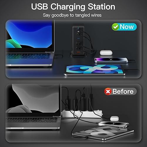 Miniatura 4 de Cargador USB C, Zestiq GaN 120 W 6 puertos USB estación de carga, bloque de cargador USB con 3 USB-C y 3 USB-A, cargador USB C para portátil de 65