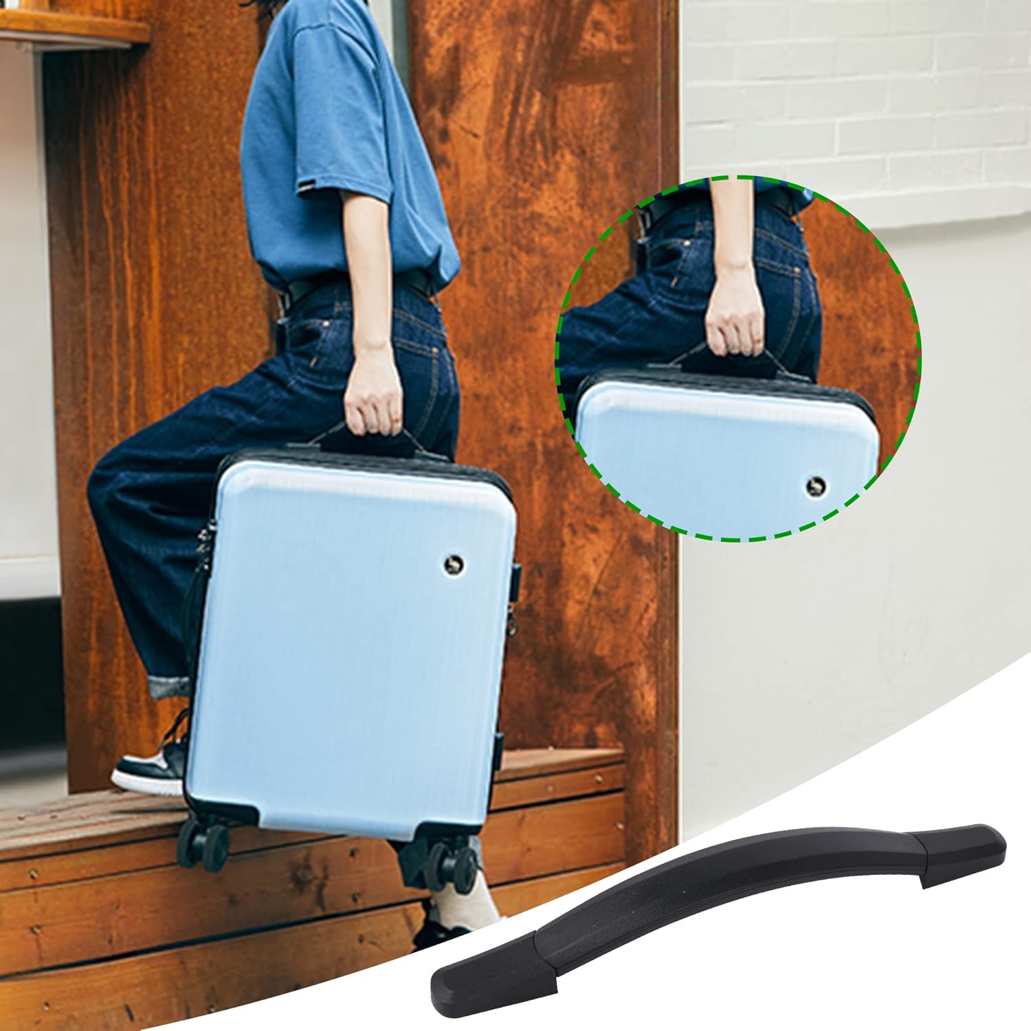 BQLZR Plastic Suitcase Luggage Handle Replacement 9.33" with Mount & Screw Black B122,Two Inner Hole Distance: 177mm/6.97", Two Outer Hole Distance:224mm/8.82"