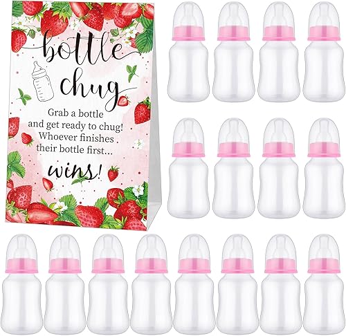 Miniatura 14 de TrelaCo Bottle Chug - Juego de 20 biberones para baby shower, con 1 letrero de papel kraft para revelación de género, suministros de fiesta, regalos