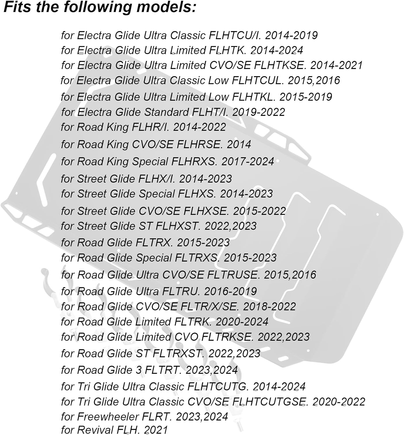 Skid Plate Lower Engine Protection Guard Fully Cover Compatible with Harley Davidson Touring Street Glide,Electra Glide,Road Glide,Road King,Tri Glide 2014-2024