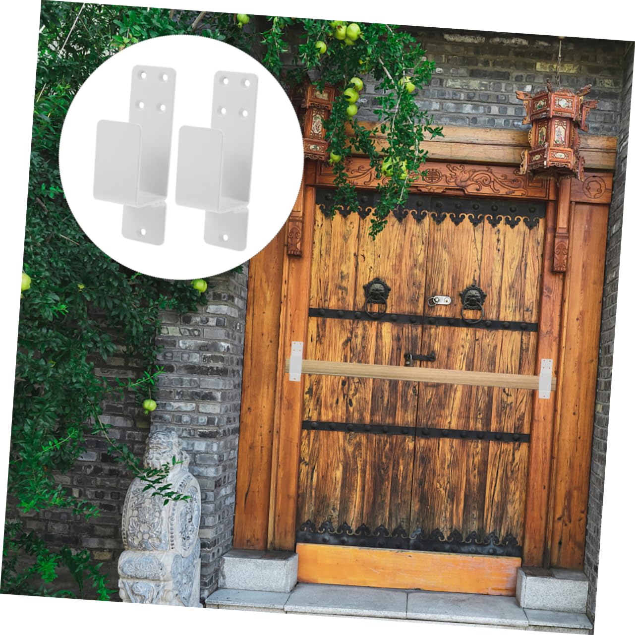 iplusmile Support de Porte Robuste en Acier Design de U Épais, Barre de Sécurité pour Porte D'entrée ou Portail Arrière, Stabilité et Prévention D'ouverture Accidentelle