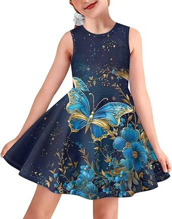 3-16 Toddlers and Girls Sleeveless Tank Dress, Holiday Dressy Dress, Oversized Swing Dress for Girls Loose Fit