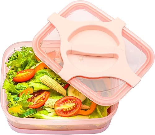 Caja Bento de 25.5 onzas, 3 tazas, a prueba de fugas, contenedor de preparación de ensaladas y comidas, tapa Twistlock, reutilizable, sin BPA,