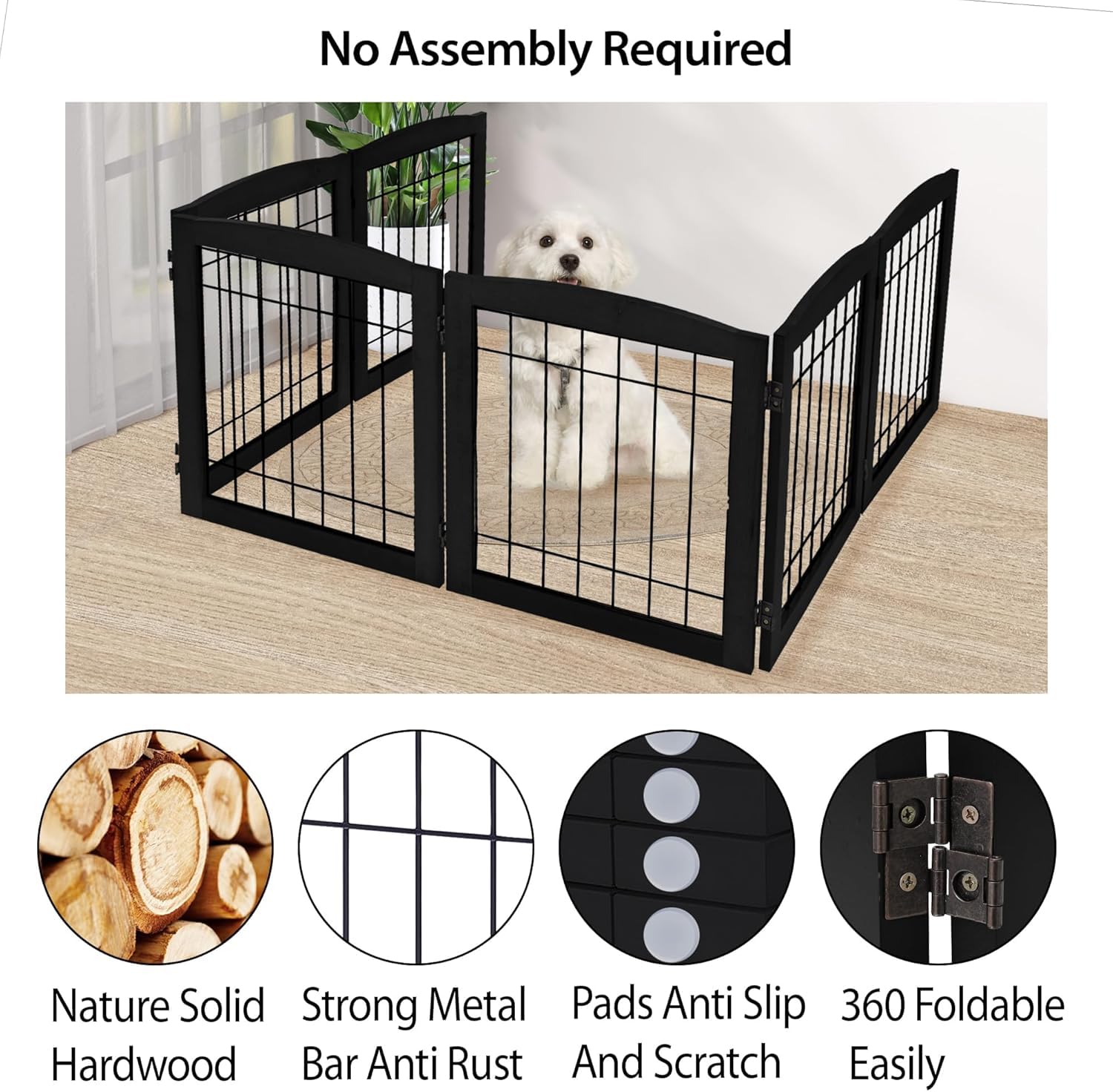 Amazon.com : LZRS 6-Panel Extra Wide Wooden Freestanding Dog Gate