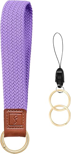 Fishent Llavero tejido con cordón de muñeca, bonito llavero elástico para mujeres y hombres, llaves de automóvil, tarjetas de identificación,