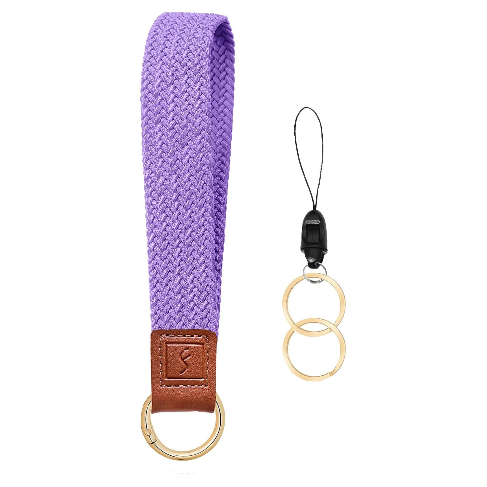 Fishent Woven Wrist Lanyard Key Chain, Cute Stretchy Wristlet Strap Keychains for Women Men Car Keys ID Badges Card Wallet Phone Camera, Lavender