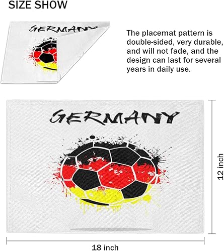Miniatura 4 de Soccer Balls Sport Placemats Set of 4 Table Mats Washable Placemat Waterproof Place Mats for Party Home Dining Table Decor 18x12 in