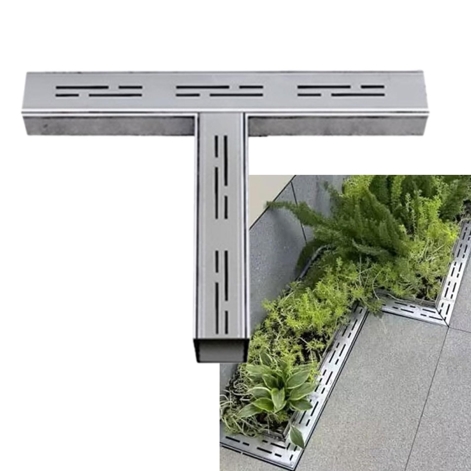 Ruszt odpływowy ze stali nierdzewnej pe T 201 mm liniowy ogrodowy kratka odpływowa wąski kanał odpływowy (15 x 4 x 25 cm) do użytku na zewnątrz