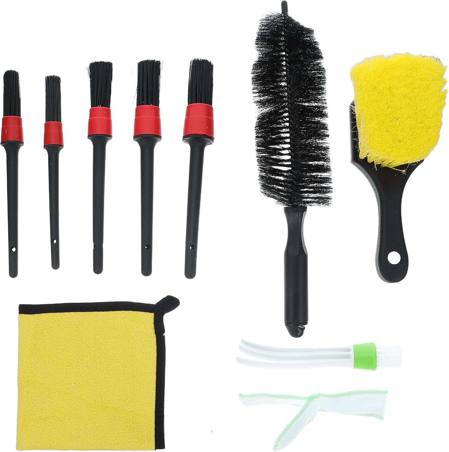9pcs Car Wheel Cleaner and Interior Brush Set, Soft Bristle Auto Detailing Kit for Dashboard, Air Vents, Tires, and Exterior Surfaces, Multipurpose Car Cleaning Tools for Vehicle