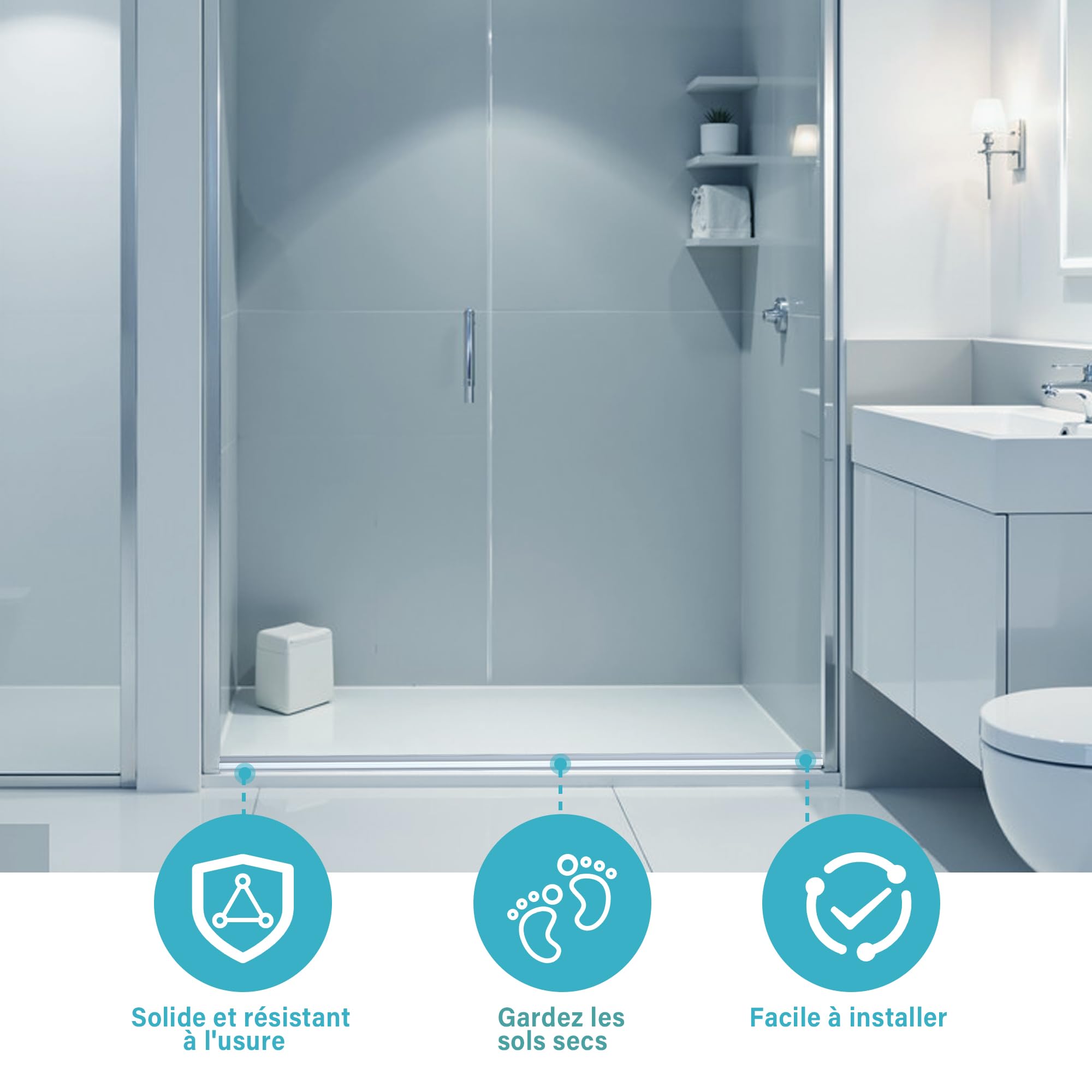 2 x 100cm Joint de Douche pour Portes de Douche, Joint de Paroi de Douche Hydrofuge de Remplacement pour Porte de Douche en Verre de 5 à 8 mm, Premium Lèvre de Douche Hydrofuge pour Cabine de Douche