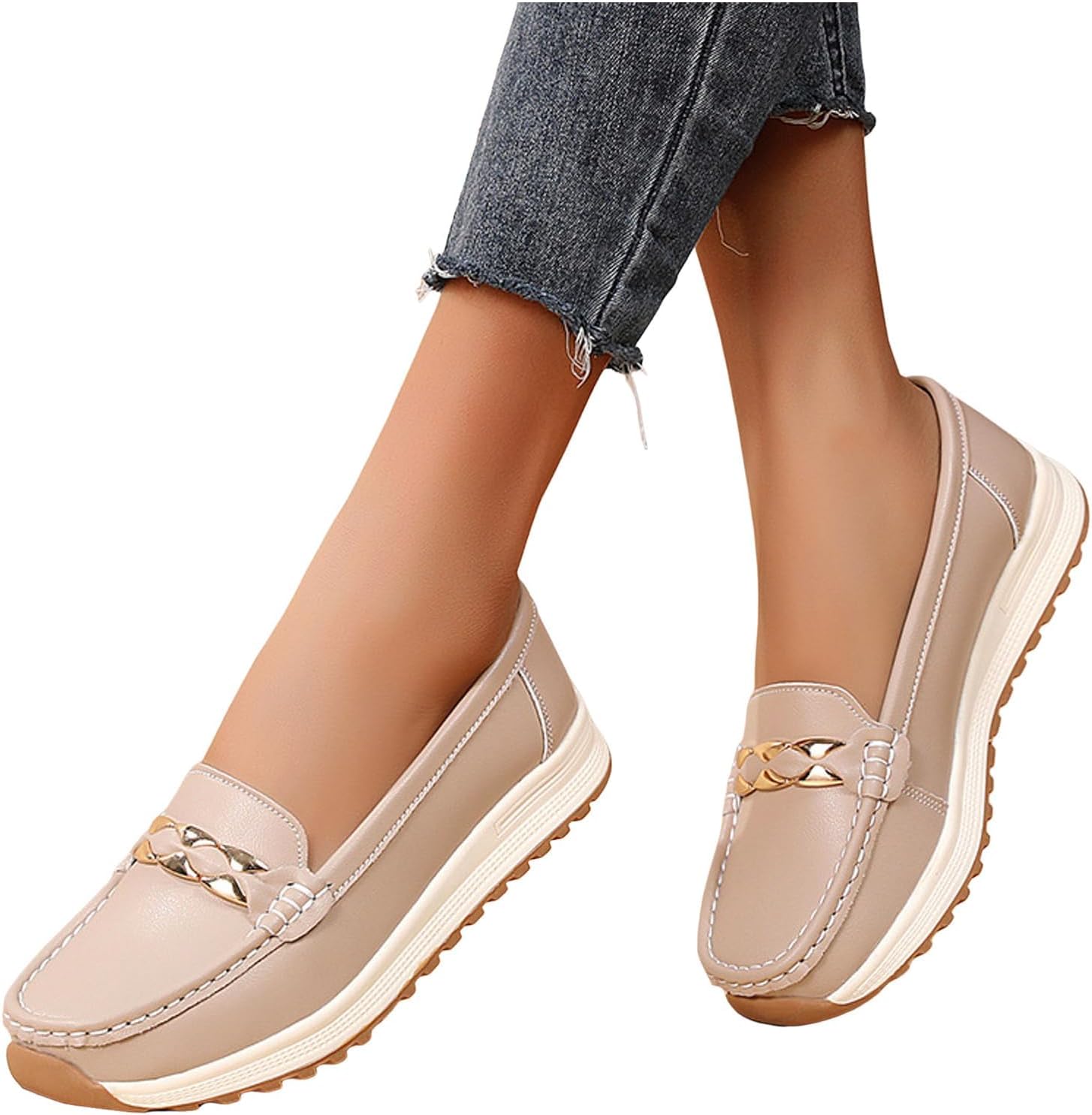 Orthopedic Platform Loafers,Women's Business Casual Flats Shoes Round Toe Comfortable Slip On Work Walking Slip-Ons Cute Dress Loafers - Image 6