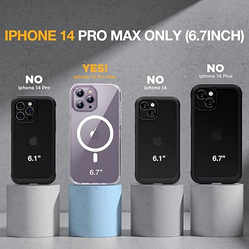 Miniatura 6 de Miracase Glass Series - Funda transparente para iPhone 14 Pro Max de 6.7 pulgadas, antigolpes, cuerpo completo, protector de pantalla de vidrio