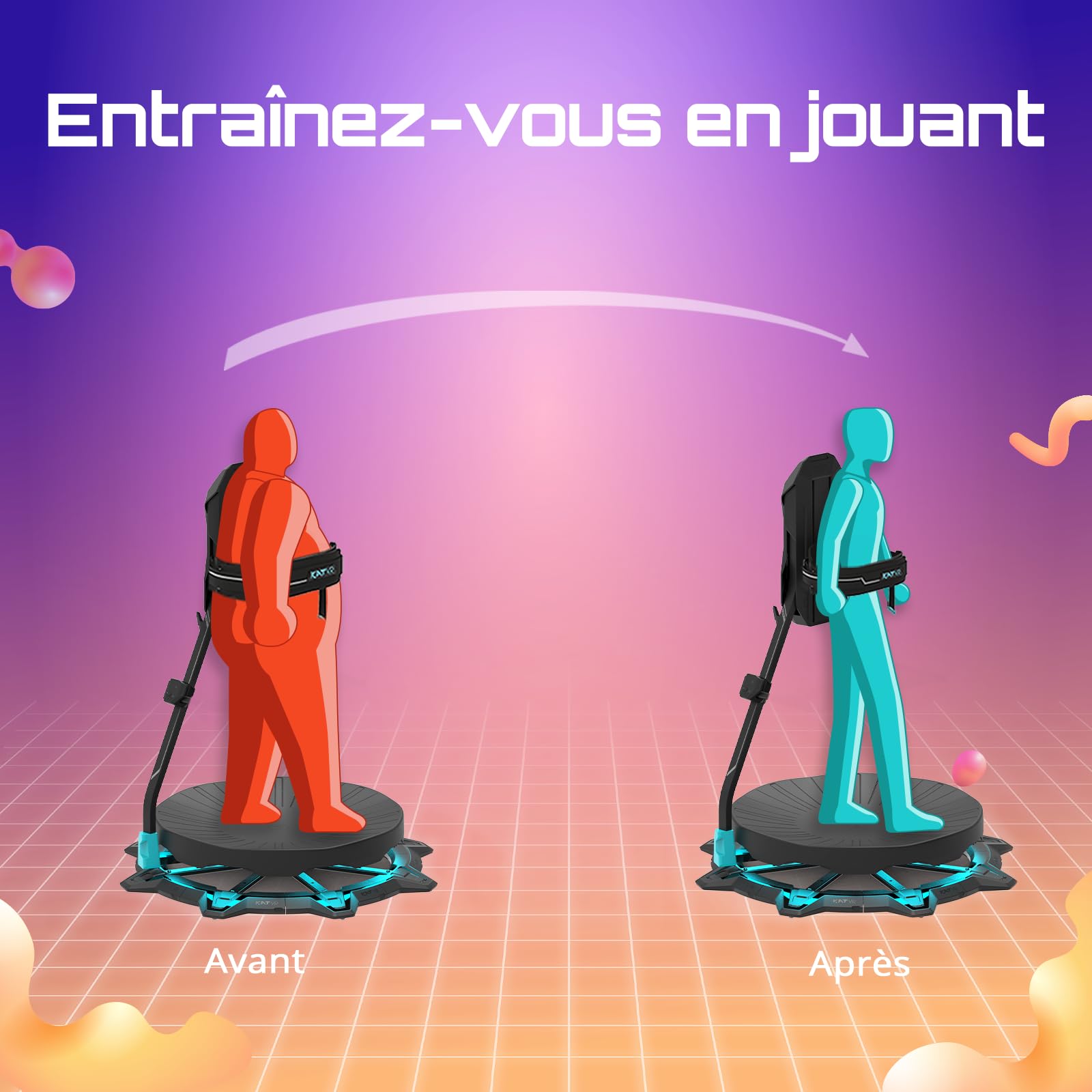 Kat Walk C2 Plus E Tapis de Course VR omnidirectionnel | avec Retour vibratoire, réduction du Bruit & roulettes intégrées | Compatible SteamVR & Quest Via Nexus | EU 45